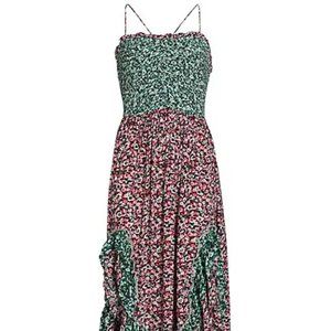 Free People Green and Pink Floral Maxi Dress